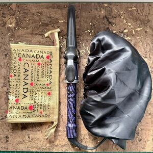 BaByliss Pro Curling Wand/Satin Hair Cap/New Makeup Pouch ❤️ Bundle